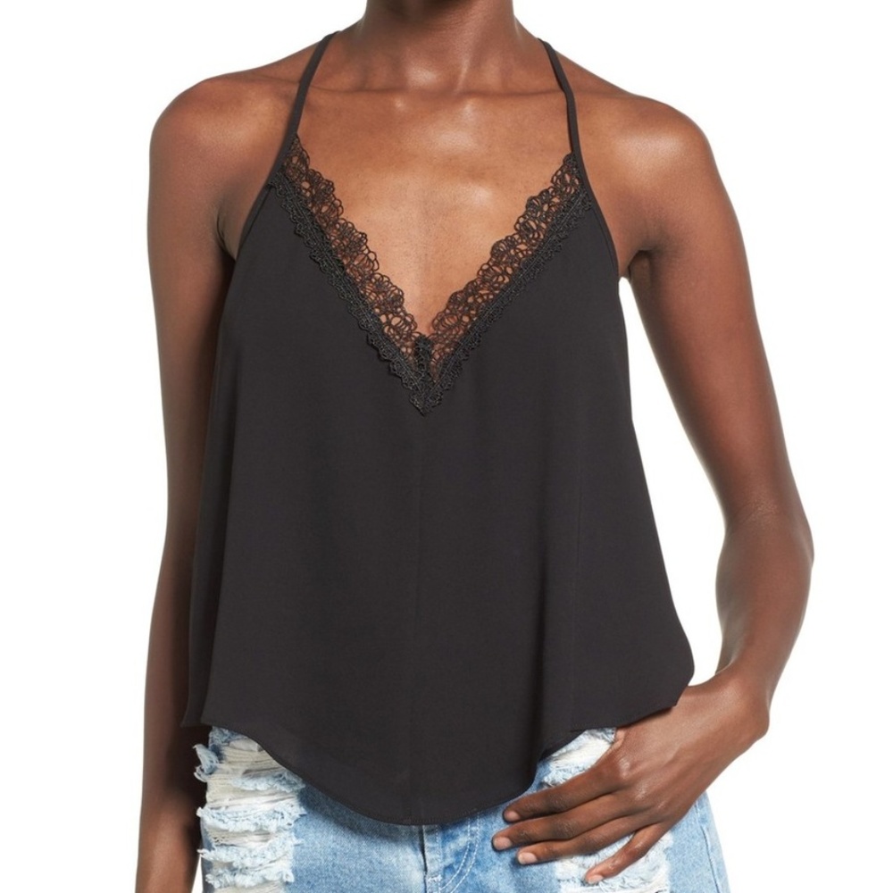 ASTR the Label Lace Racerback Black Camisole